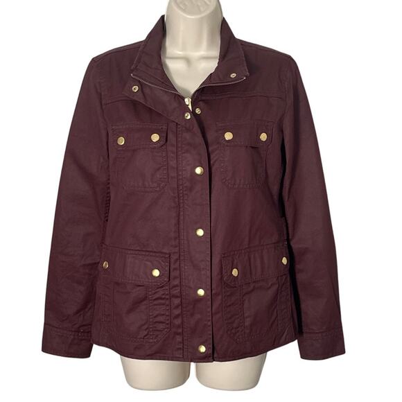 J. Crew Downtown Field Waxed Utility Jacket Wine 19034 Size S - Picture 3 of 11